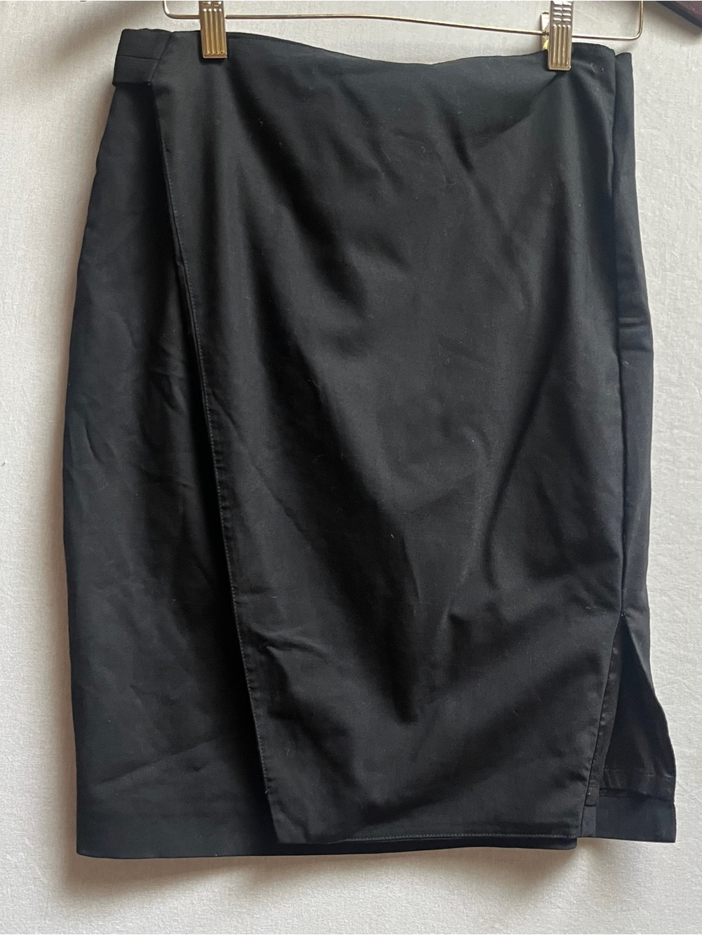 Club Monaco Wool Black Faux Wrap Skirt Sz 8